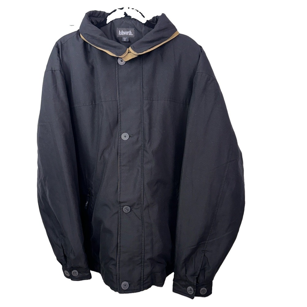VTG Ashworth Men's XXL Wind/Water Resistant Golf Jacket Full Zip BlackPolyester